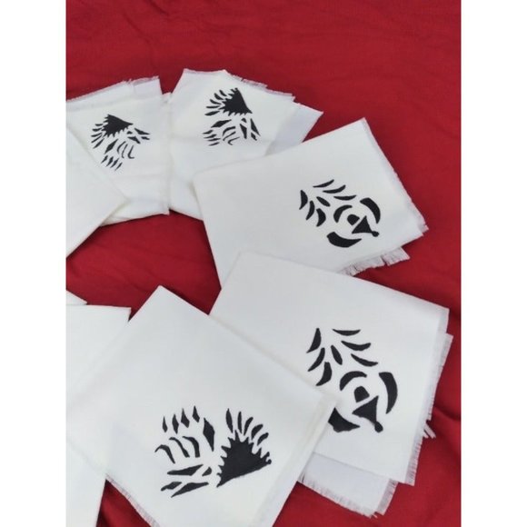 Unique Tribal? ink print rough edged dining napkins 14.5" by 10" set of 8 - Picture 12 of 12